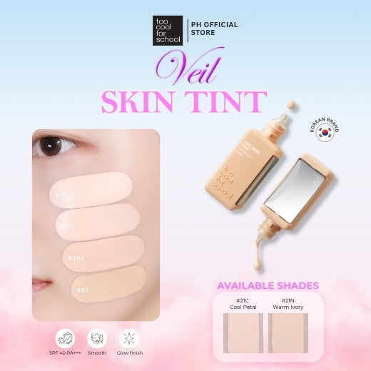 Veil Skin Tint SPF 40+++ 35ml Lightweight Natural Coverage Glow Finish + Free Makeup Spatula
